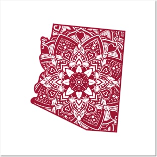 Red Arkansas State Gift Mandala Yoga AR Art Posters and Art